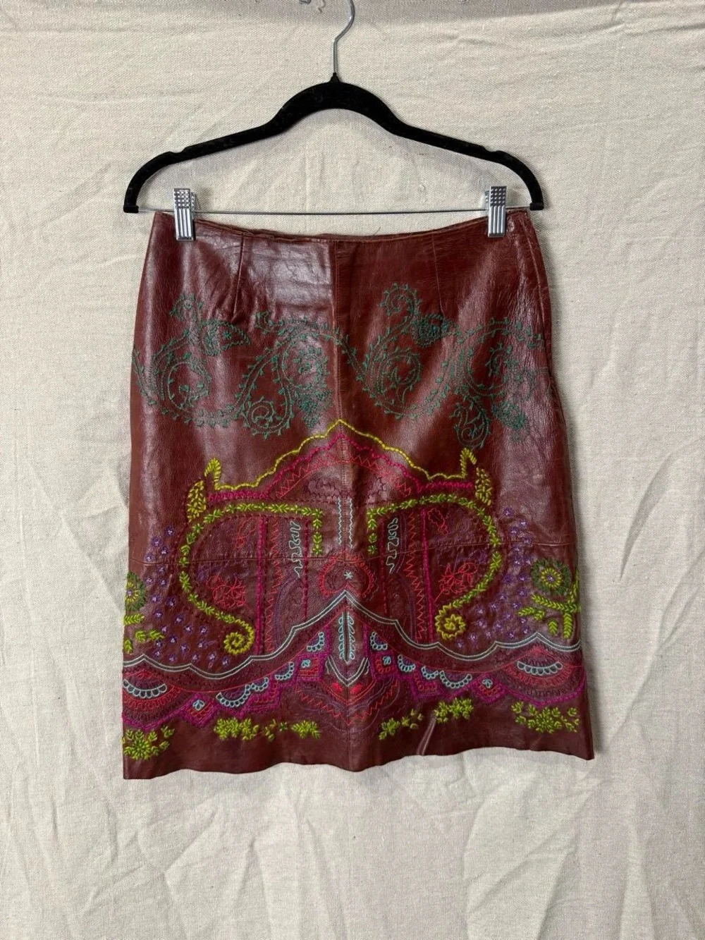Anthropologie Sleeping on Snow leather skirt